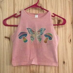 Batik tie dye mushroom butterfly handmade crop top
